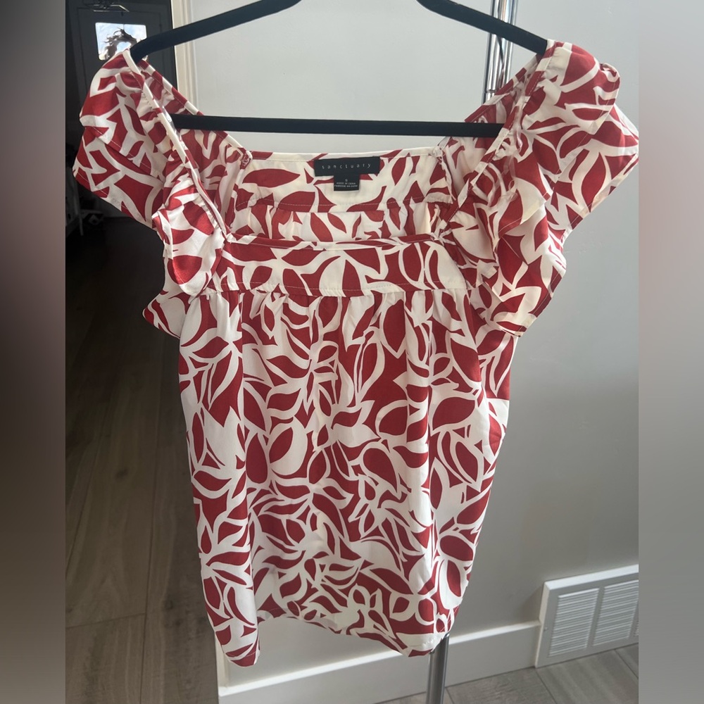 Sanctuary- Small Blouse, Rust and Ivory color